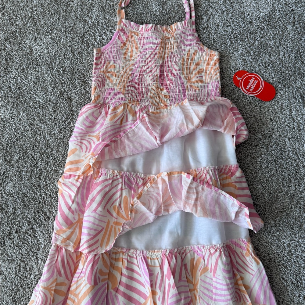 Girls Tiered Dress Smocked Summer Dress Ruffle Sleeveless Dress Size Small 6x - Picture 5 of 8
